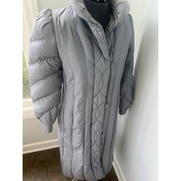 Vintage Windsor Bay S Long Gray Puffer Coat JC Penney Quilted Winter Jacket 70s - Picture 6 of 16